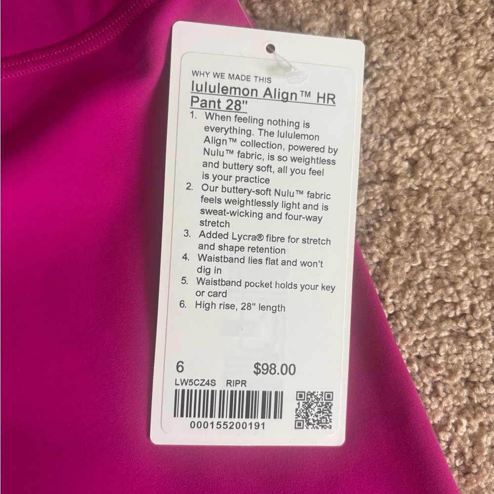 Lululemon Align 28” Ripened Raspberry NWT - Picture 3 of 6